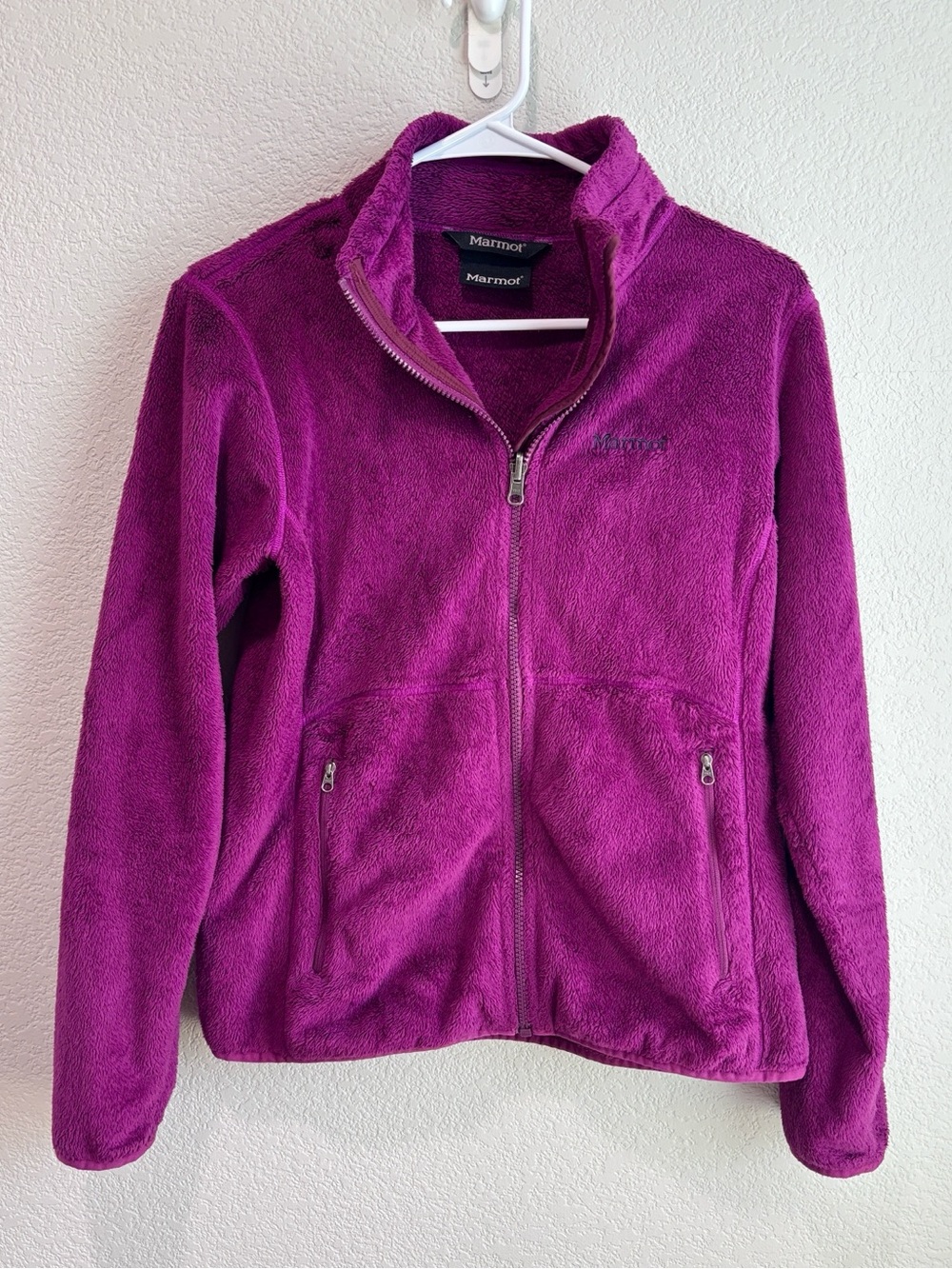 Marmot Plush Fuzzy Fleece Full Zip Jacket in Purple Magenta Women’s Size Medium
